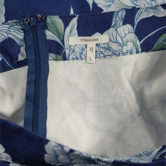 Maurices Skirt Womens Large L Blue Flower Rose Print 22 1/4" Length - Picture 4 of 8